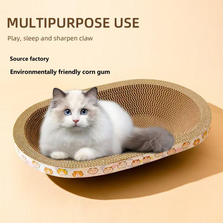 Large Space Cat Scratcher Cardboard with Corrugated Paper Oval Cat Scratcher