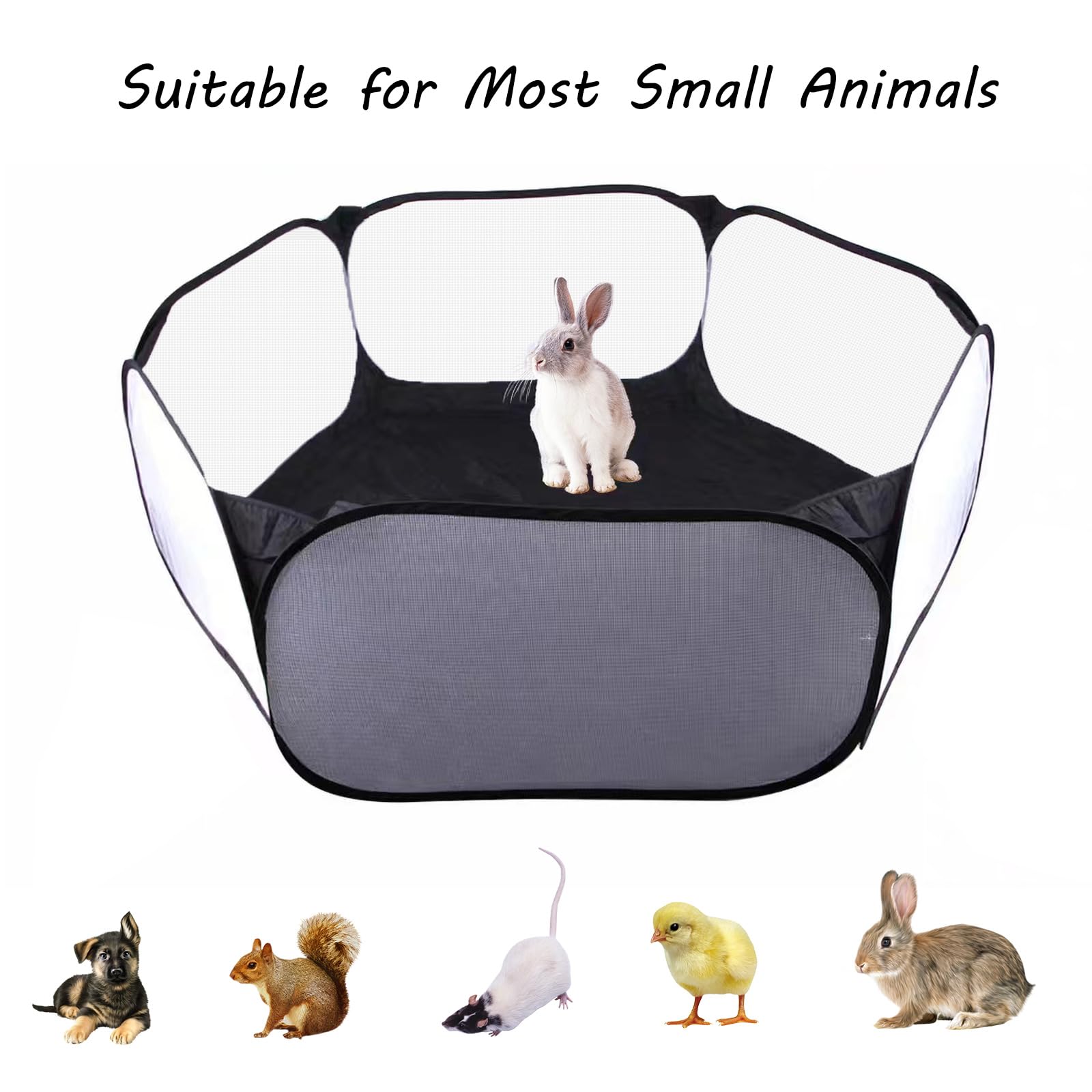 Portable Pop-up Small Animal Fence, Interactive Pet Playpen Tent for Rabbits, Guinea Pig, Hamster Indoor/Outdoor