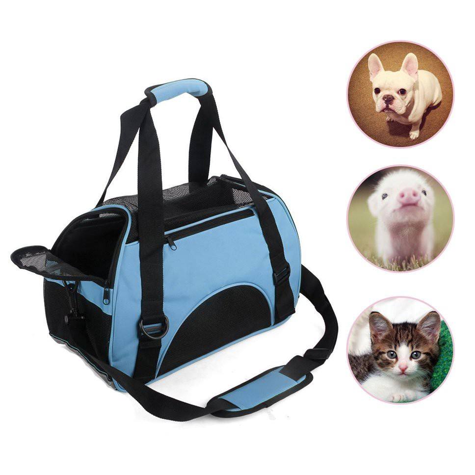TIZE Pet Reflective Airline Approved Durable Breathable Foldable Soft Sided Mesh Outdoor Pet Dog Carrier Carrying Travel Bag