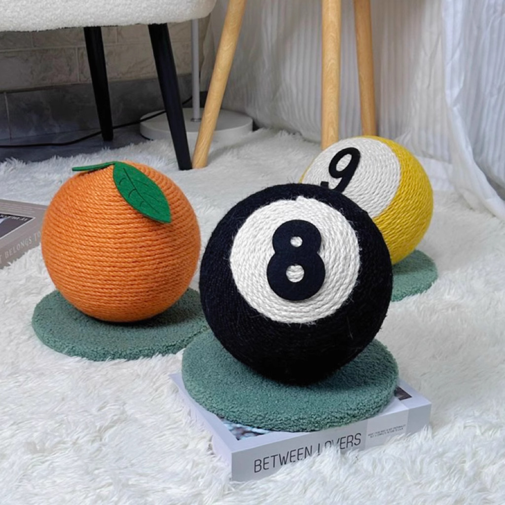 Small Cat Climbing Frame with Swordstick Fruit Cat Scratch Pad Strawberries Oranges Pineapple Billiard Toys for Pets