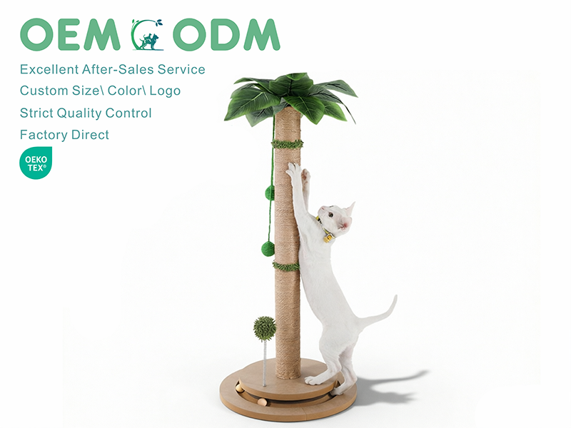 Wholesale Custom Cat Scratching Post Tree 100% Natural Sisal Pet Play Real Cat Tree Tower With Hanging Ball and Trackball