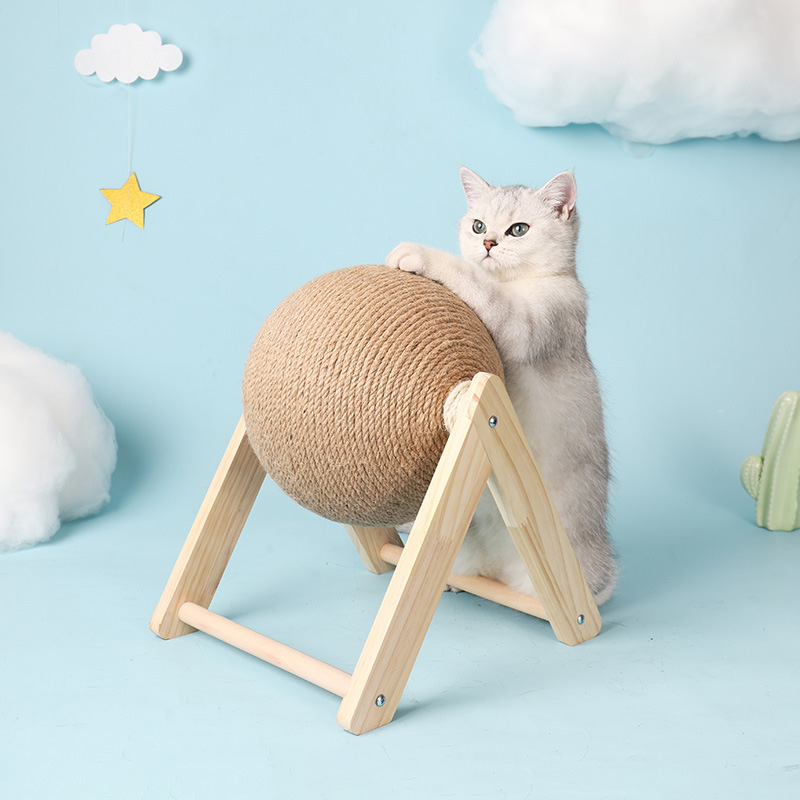 Vertical Wooden Cat Scratch Toy Carrying Naturally Sisal Ball Mill Claws Durable Creative V &amp;L Shaped cat Climbing Frame