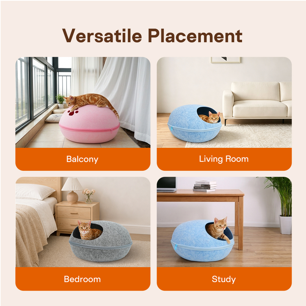 Donut Cat Bed Eco-Friendly Felt Pet Tunnel Dual-Use Indoor Training &amp; Interactive Sports Toy With Solid Pattern For Kittens