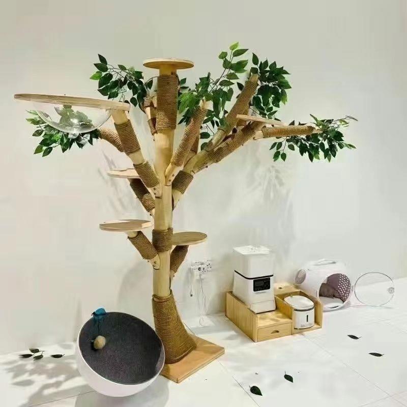 Custom Super Large Wooden Multi-level Unique Design Luxury Wooden Cat House Climbing Frame Tree