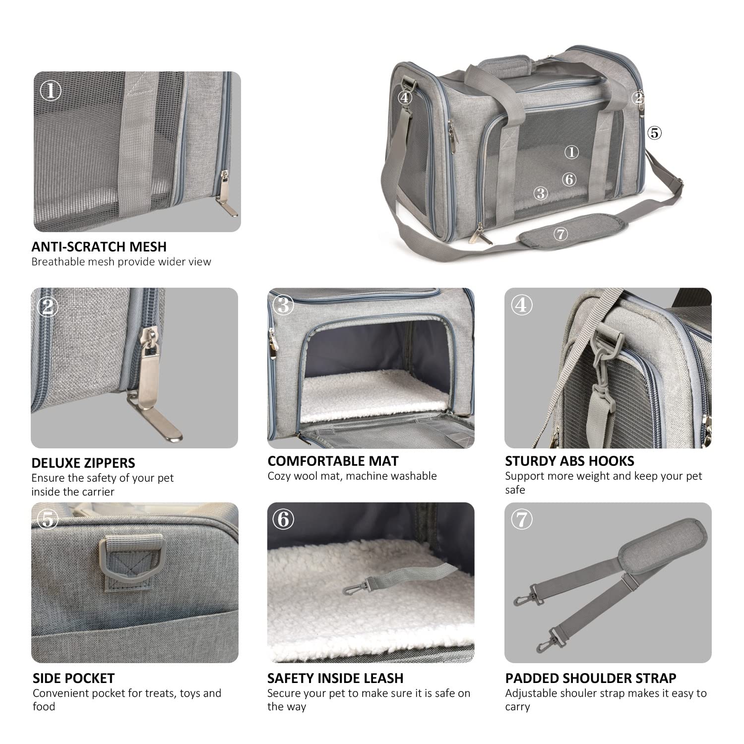 High Quality Durable Expandable Airline Approved Pet Carrier Bag Hot Sale Cat Pet Cage For Travel
