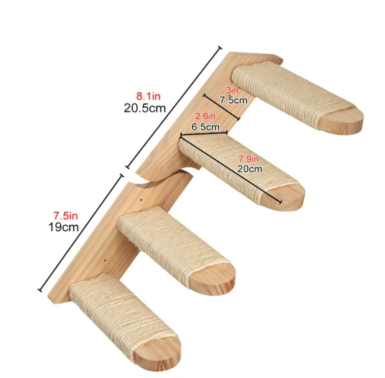 Classic Durable Eco-Friendly Cat Climbing Frame Bridge Ladder Sisal Rope Wooden Shelves Tree Tower Carton Packaging Easy
