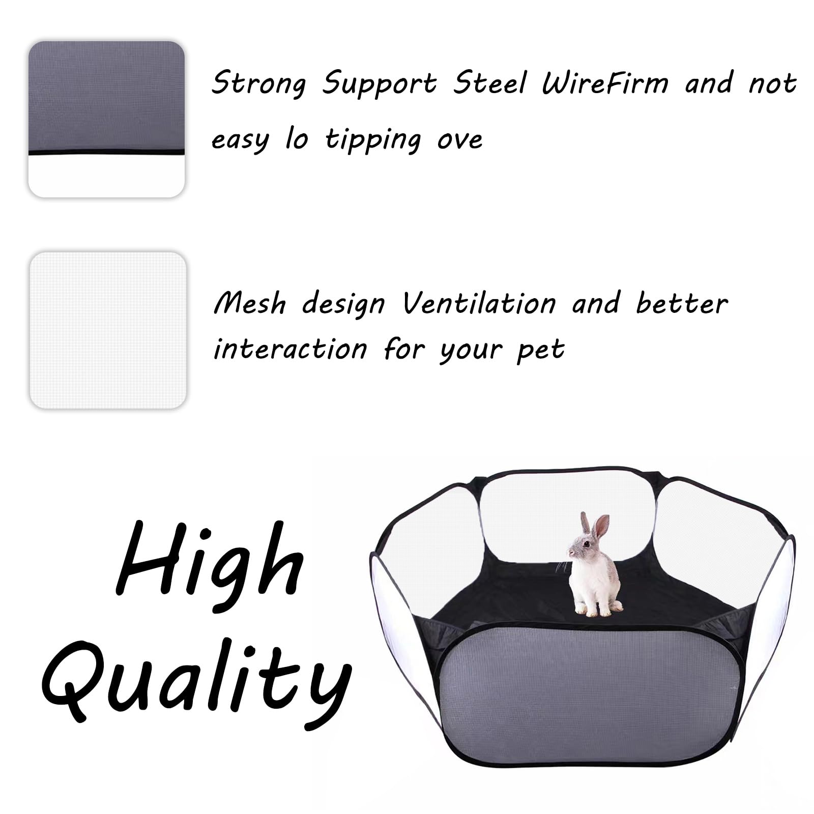 Portable Pop-up Small Animal Fence, Interactive Pet Playpen Tent for Rabbits, Guinea Pig, Hamster Indoor/Outdoor