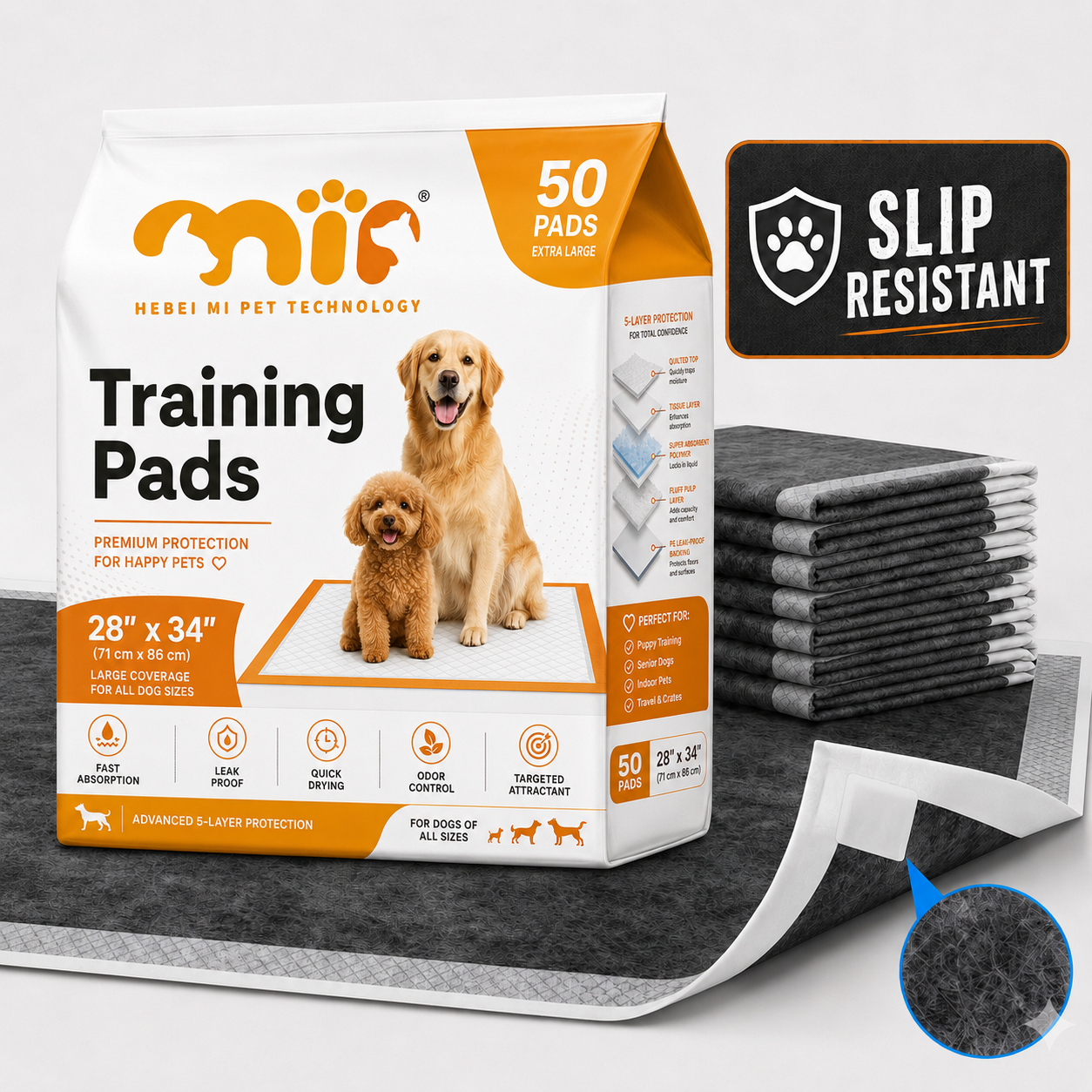 Wholesale Low MOQ Activated Carbon Fast Absorption Pet Training Pads Odor Control Wholesale Pet Pee Pad