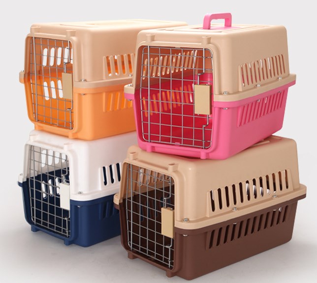 Colorful Plastic Small Animal Transport Shipping Cage Airline Pet Carrier for Dogs and Cats Outdoor Carry Boxes