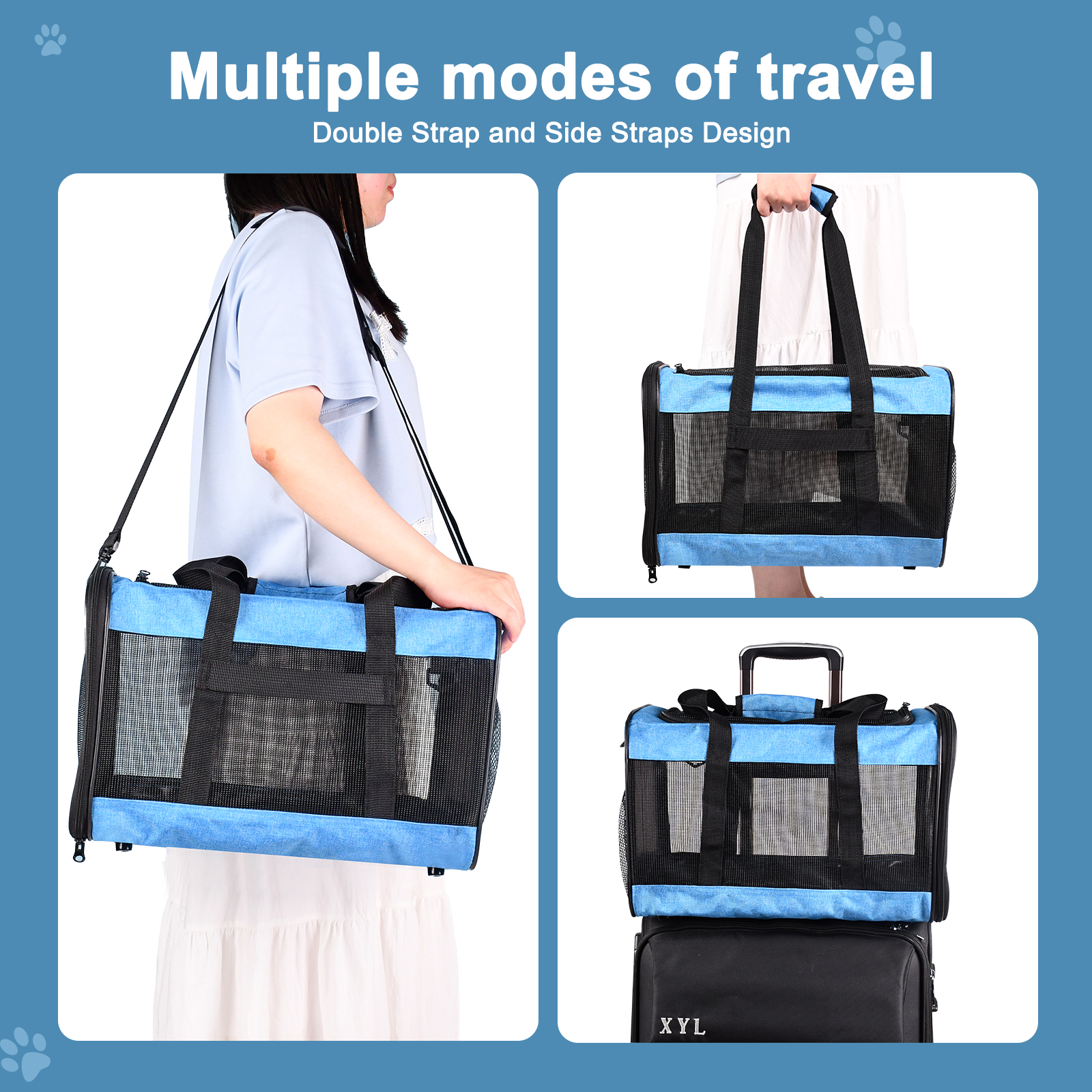 Ready to Ship Foldable Pet Carrier Portable Breathable Soft-Sided Airline Approved Cat Carrier