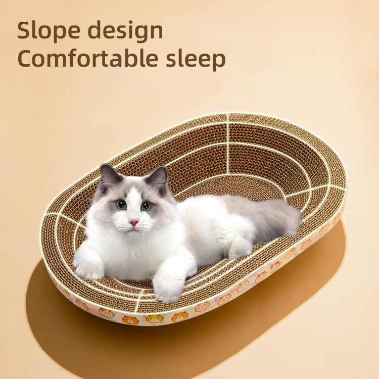 Large Space Cat Scratcher Cardboard with Corrugated Paper Oval Cat Scratcher