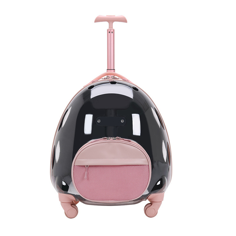 Retractable Trolley Ventilated Breathable Pet Backpack with Trolley Case Panoramic View Transparent Dog Luggage Outdoor Cat Travel Case