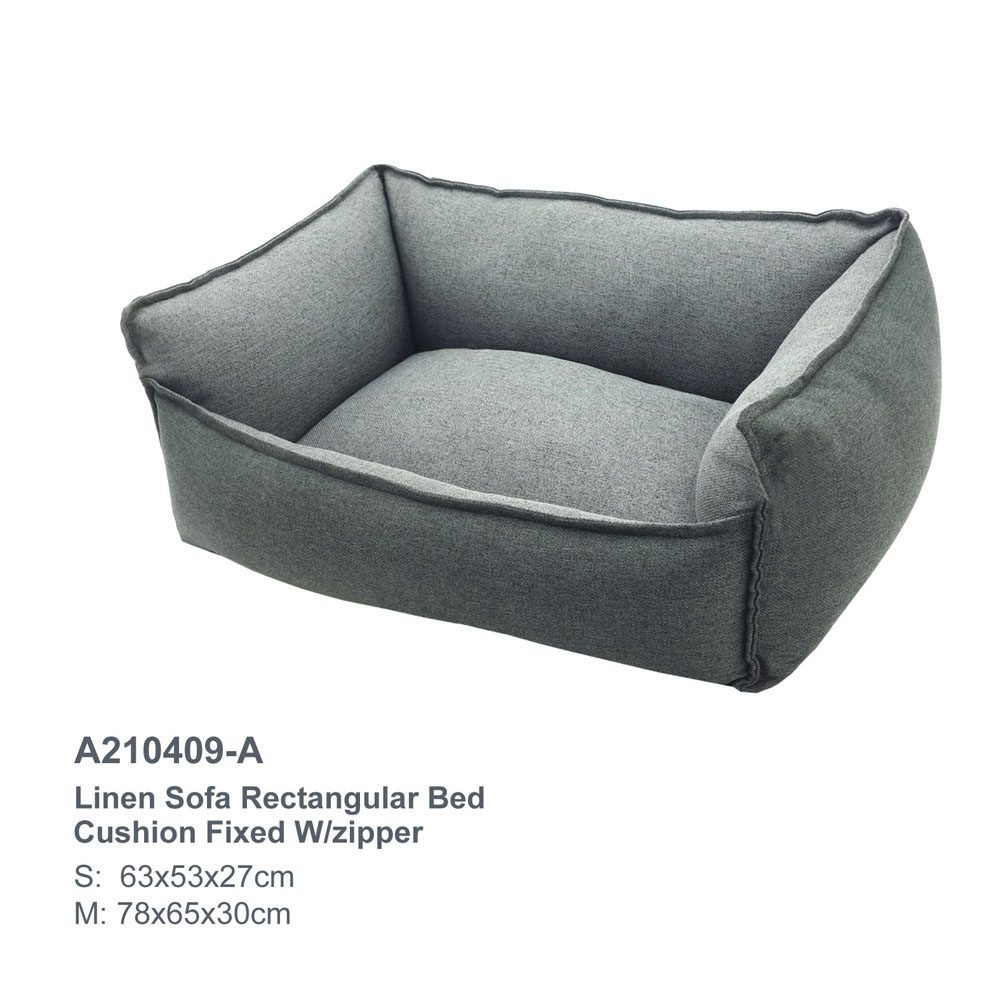 Rectangular Linen Fabric Dog Sofa Bed Comfortable Sustainable Pet Sofa Bed