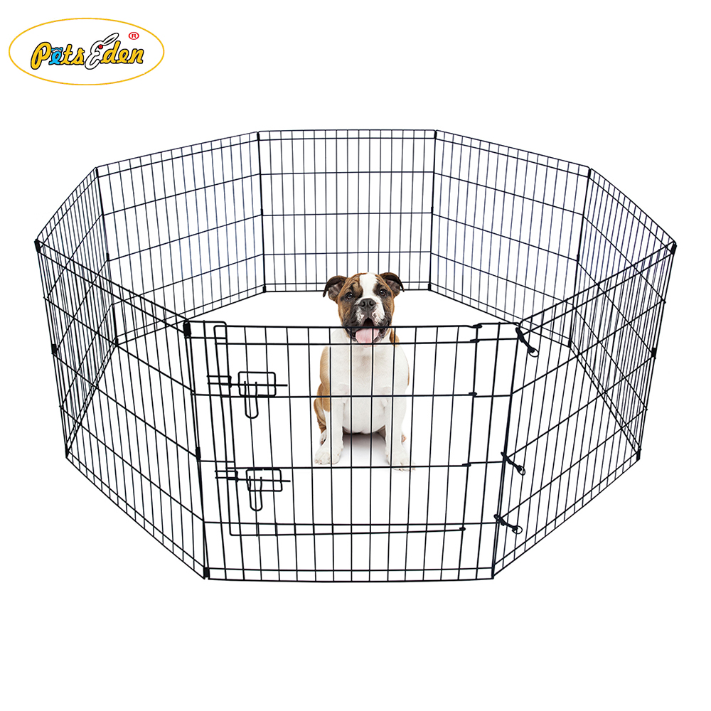 24 Inches Metal Wire Dog Playpen Pet Kennel Exercise Cage Fence 8 Panels