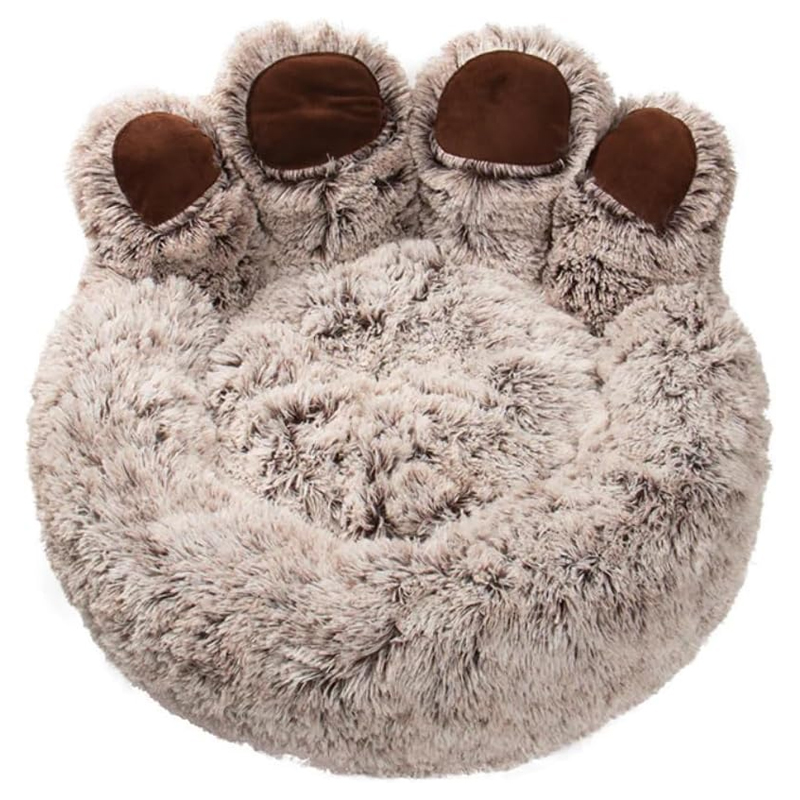 Washable Portable Pet Bed Long Plush Cozy Warm Bear Claw Shaped Pet Sofa Bed for Winter
