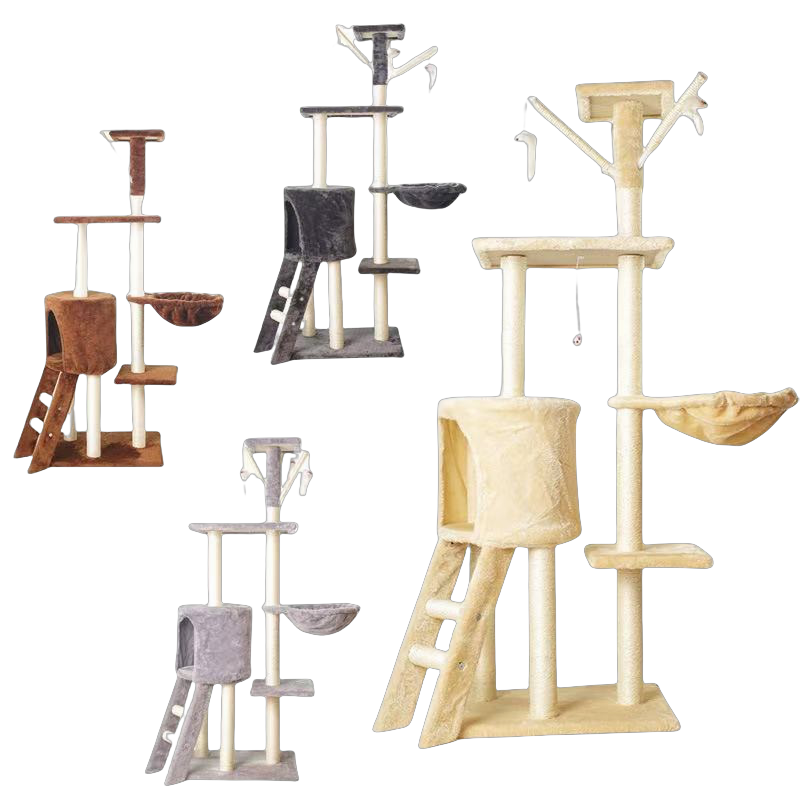 Wholesale Modern Eco-Friendly Pet Integrated Cat Tree &amp; Climbing Rack with Sisal-Wrapped Posts Jump Platforms Cozy Nest for Cats
