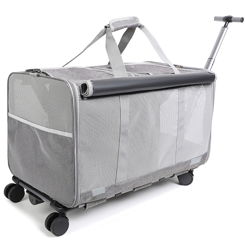 Extra-Large Wheeled Pet Carrier for Cats &amp; Small Dogs Airline-Approved Foldable Breathable Cat Carrier Bag with Wheels