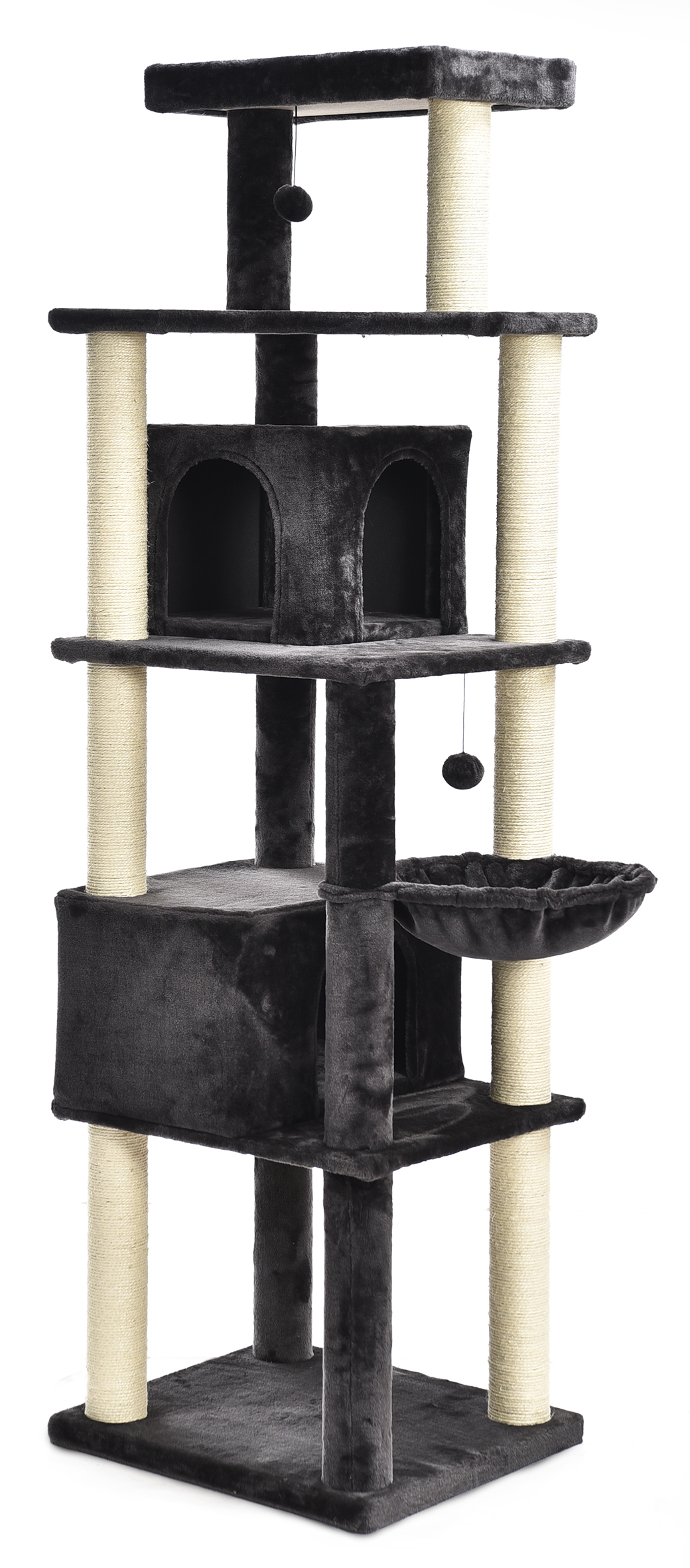 XL Size 74 Inch Tall Activity Center Stable Cozy Perches 2 Condos Cat Tree Tower With Scratching Posts