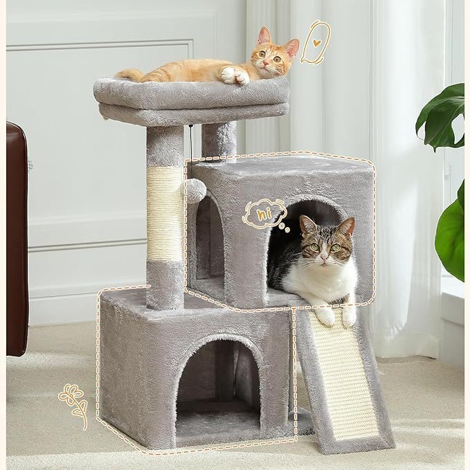 Factory Sales Luxury Modern Plush Wood Sisal Cloth Multi-layer Cat Climbing Frame Jumping Cat Tree Nest