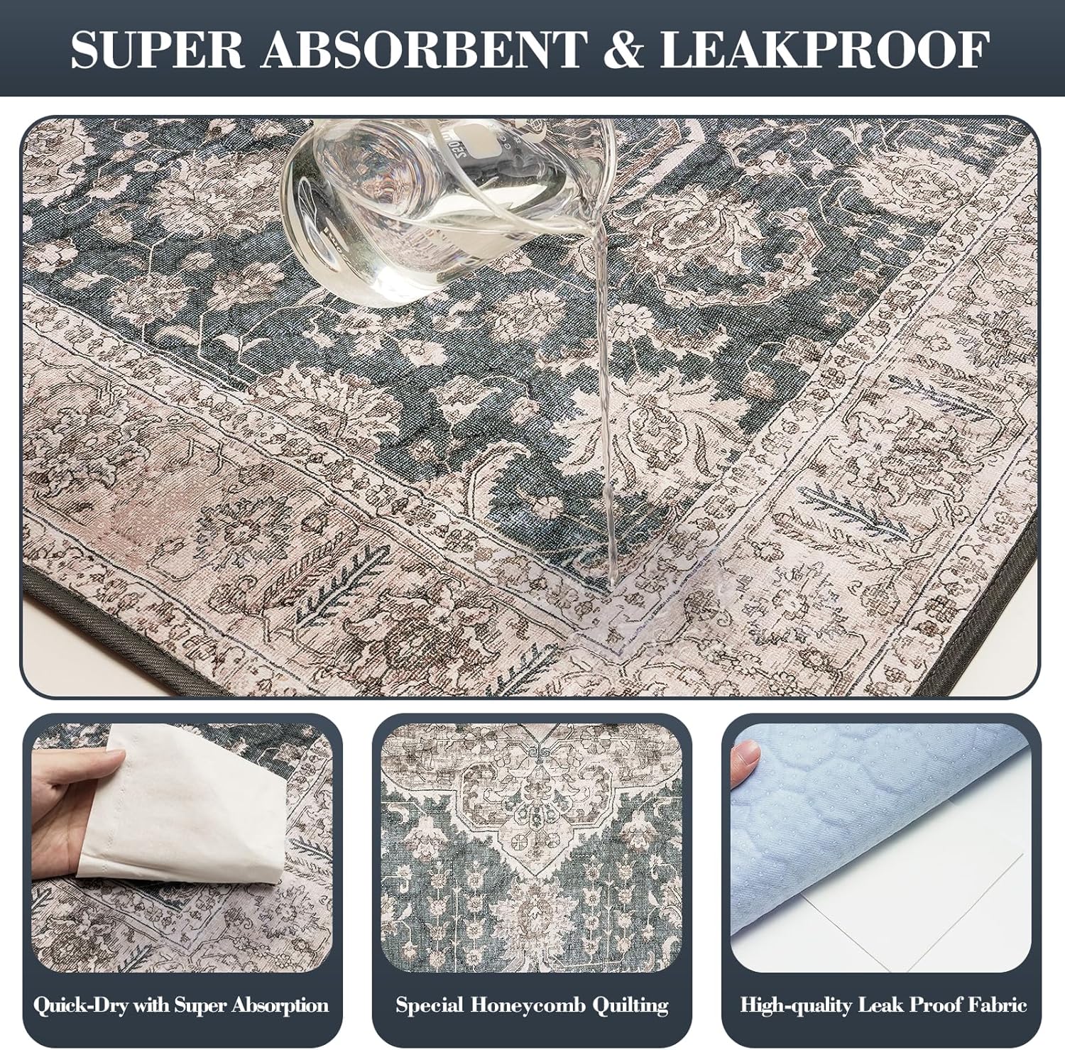Washable Pee Pads for Dogs Non-Slip Waterproof Dog Mats for Floors, Fast-Absorbent Machine Washable Eco-Friendly