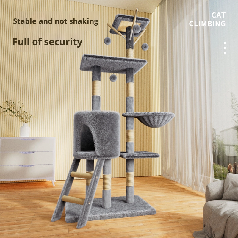 Modern Eco-Friendly All-Season Cat Tree Large Cat Supplies Integrated Cat House Scratching Board Universal Kitten Climbing Frame