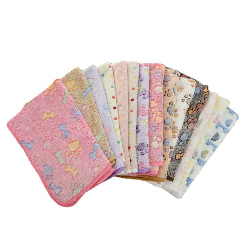 Wholesale Plush Sherpa Coral Fleece Waterproof Pet Blanket Thickened Flannel Floral Pattern Cute Animal Dog Cat Winter Bed Use