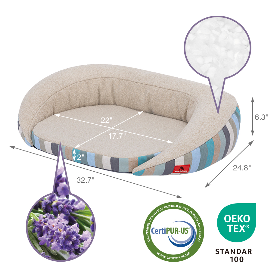 Lavender Infused Memory Foam Pet Sofa Bed for Dogs with Boucle Fabric Manufacturer Wholesale Luxury Washable Dog Large Sofa Bed