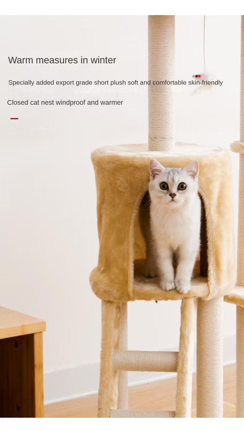 Wholesale Modern Eco-Friendly Pet Integrated Cat Tree &amp; Climbing Rack with Sisal-Wrapped Posts Jump Platforms Cozy Nest for Cats