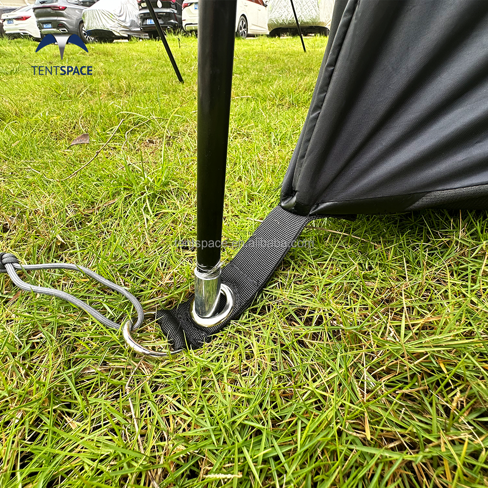 4 Doors Pole Support Open Foldable Tent Black Dog Fiberglass and Aluminum Breathable Shaded Dog Tent for Dog with Zipper Door
