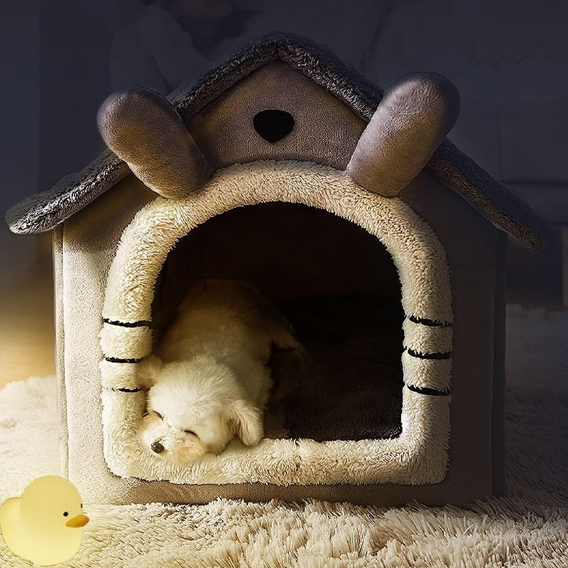 Wholesale Washable Cute Dog House Soft Pet Bed Tent Indoor Warm Plush for Pet