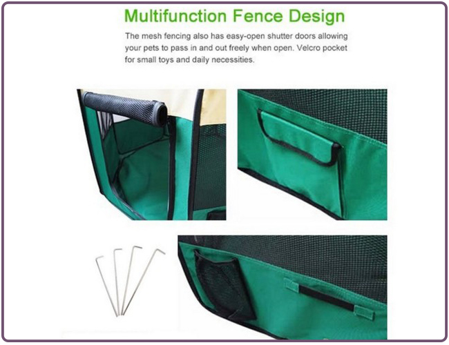 Portable Lightweight Eight-Panel Pet Playpen Strong Fabric Dog Exercise Playpen Pet Gates & Pens
