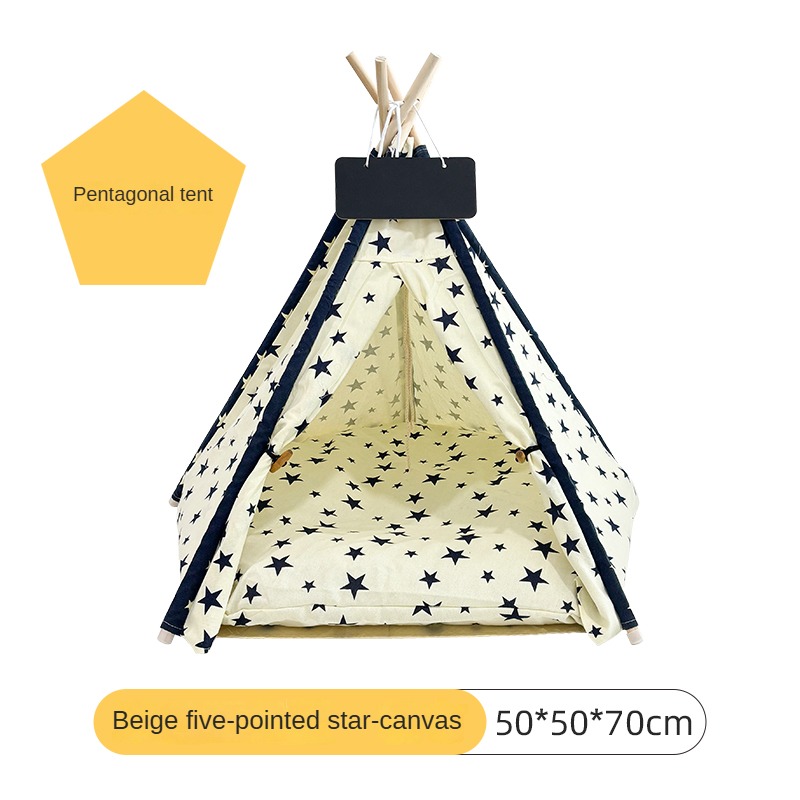 Pet Star Pentagonal Wood Classic Fashion Teepee Bed Cat Play Tent Portable Pet Home Carton