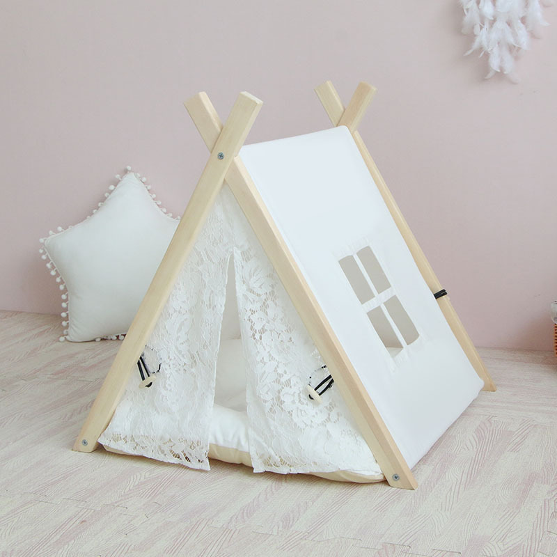 Folding Indoor Dogs House Portable Pet Teepee Dog Cat Tents Pet Puppy House with Cushion Bed