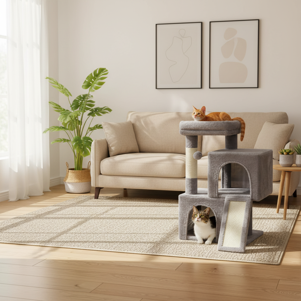 Factory Sales Luxury Modern Plush Wood Sisal Cloth Multi-layer Cat Climbing Frame Jumping Cat Tree Nest