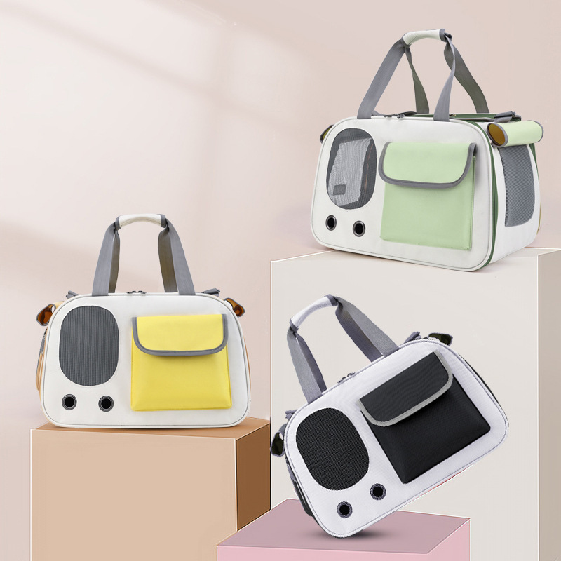 Oxford Breathable Double Shoulder Pet Carrier Bag Large Capacity New Square Design Fashionable Foldable Travel Bag Dogs Zipper