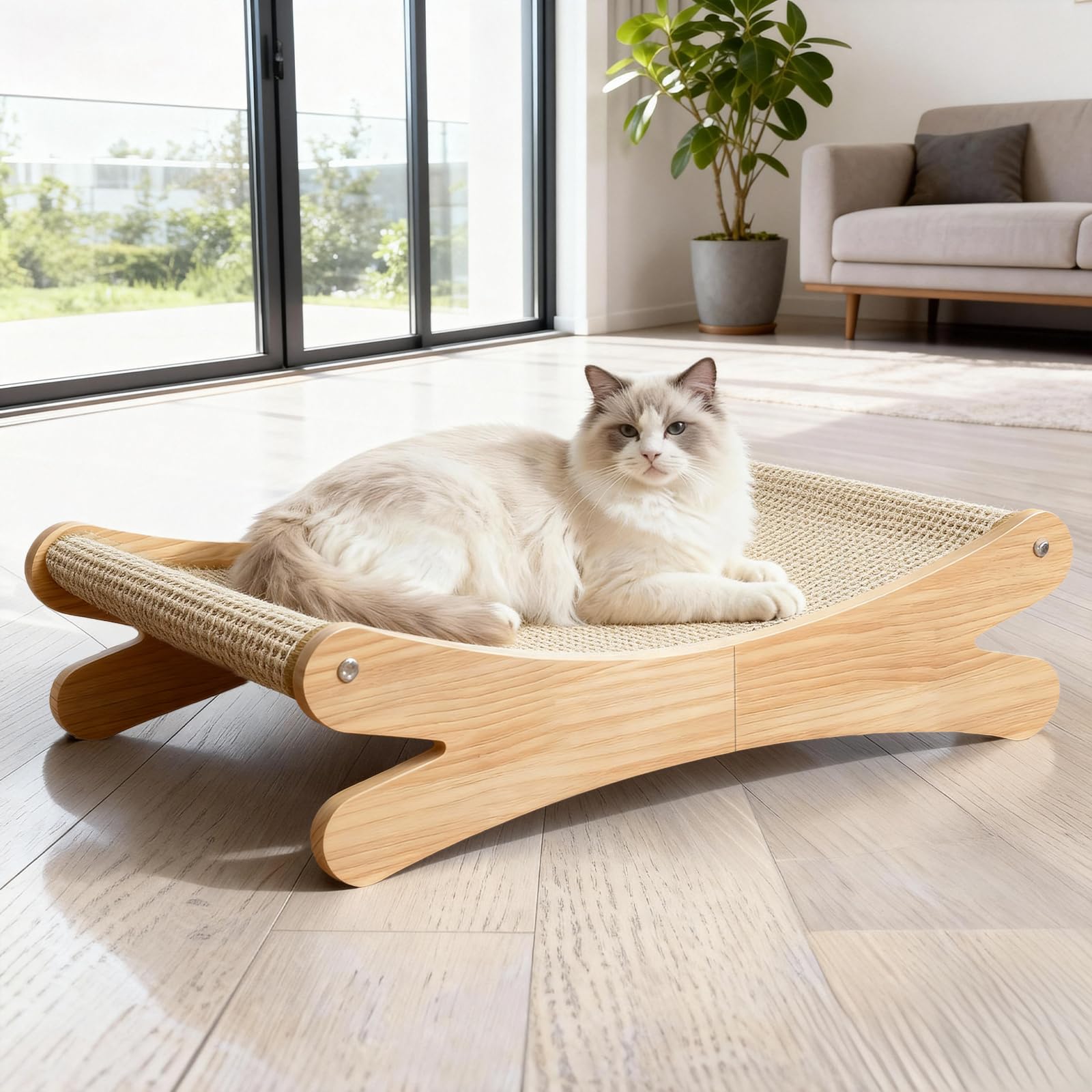 ZMaker New Sisal Cat Scratcher Bed for Indoor Wear-resistant Anti-crumbs Anti-scratch Cat Chair Natural Sisal Scratch Post
