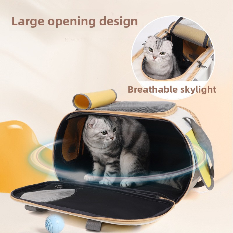 Oxford Breathable Double Shoulder Pet Carrier Bag Large Capacity New Square Design Fashionable Foldable Travel Bag Dogs Zipper