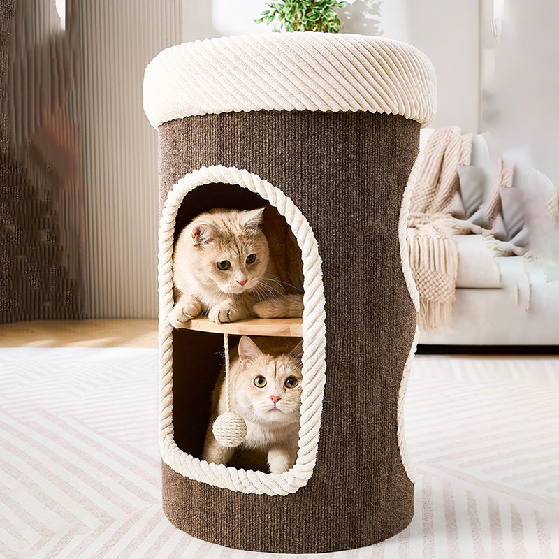 Home Cat Bed with Integrated Multi-Layer Climbing Frame Wear-Resistant Non-Shedding Scratch Bucket for Cats Reptiles for Summer
