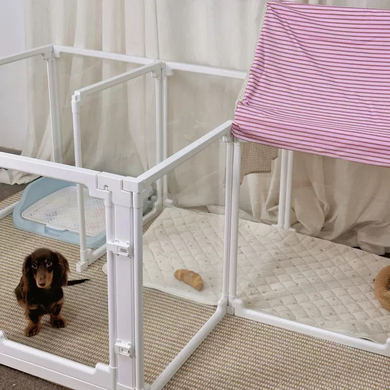 Small Medium Sized Indoor Dog Fence Easy-to-assemble Clear Acrylic Pet Pen Translucent Playpen Door For Puppy Bedding Accessory