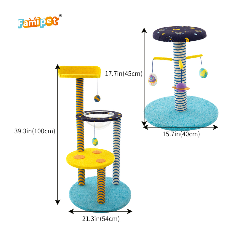 Famipet Custom Wholesale New Space-Themed Design Cat Climbing Frame Scratch Post Cat Tree Tower