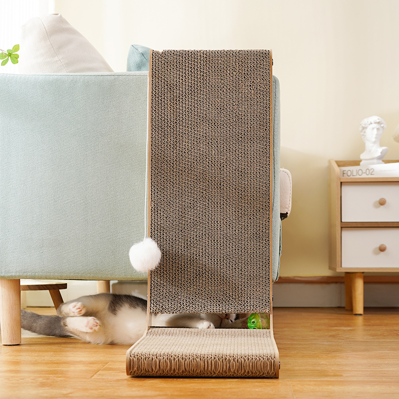 Modern L-Shaped Vertical Cat Scratching House Post Bed Combo Durable Large Scratch Board Thickened Upgraded Toy Model 001