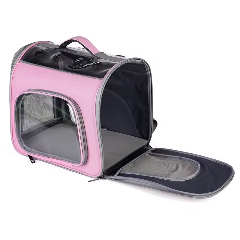 Portable Double - Shoulder Transparent Pet Carrier Backpack - Large Capacity, Foldable for Outdoor Adventures with Cats and Dogs