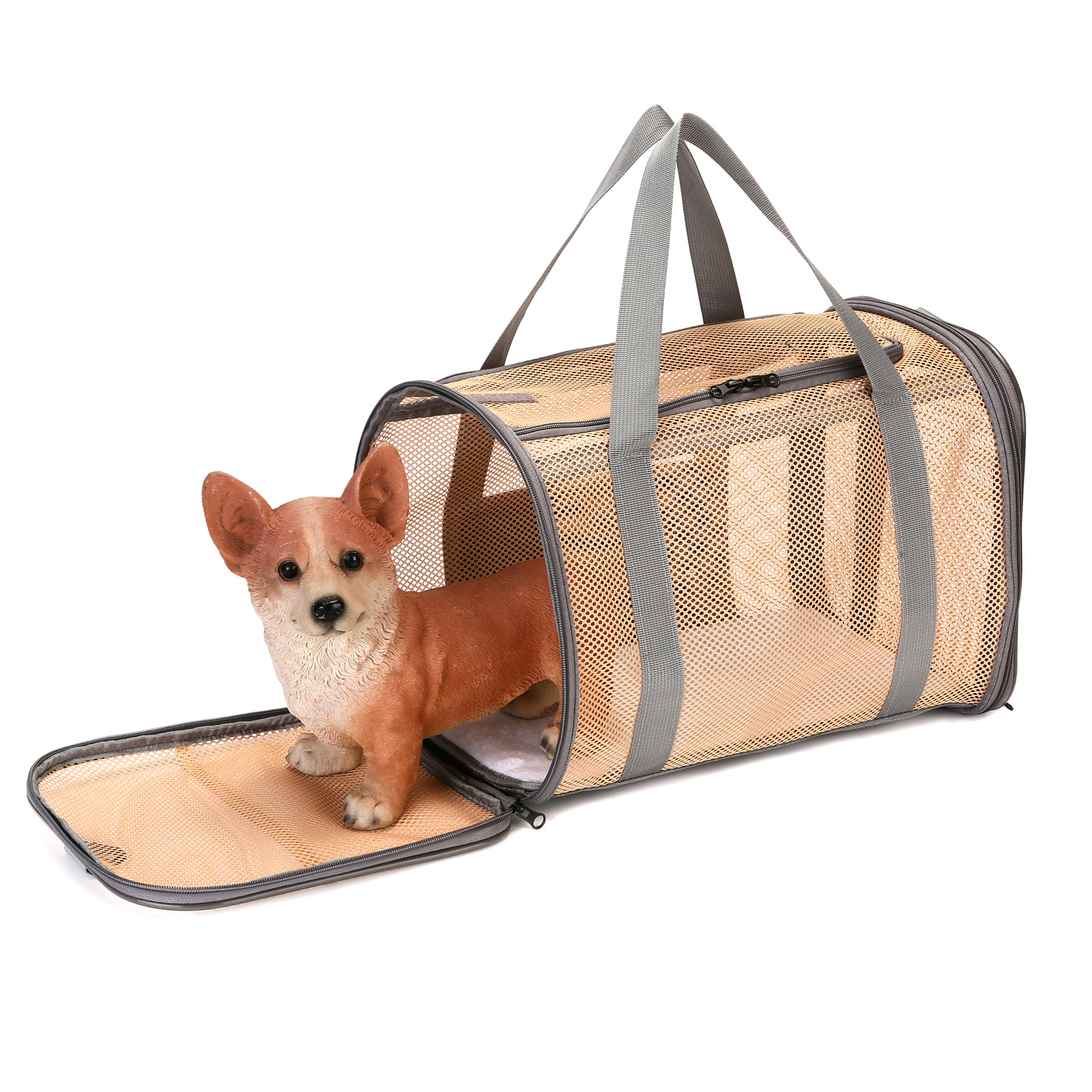 Portable Breathable Pet Carrier Bag Foldable Nylon Cat Dog Travel Bag with Honeycomb Support Board for Vet Car Travel