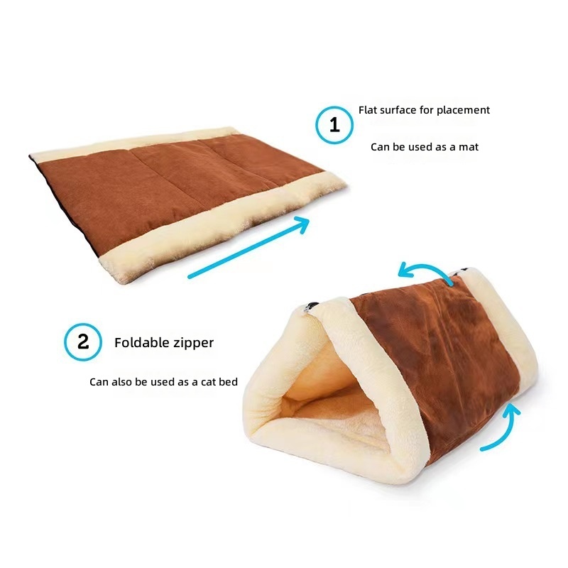 Eco-Friendly Customizable Colors Cozy Triangle Cat Bed Soft Plush Cotton Fill Modern Foldable Pet Teepee Bed for Cats Dogs