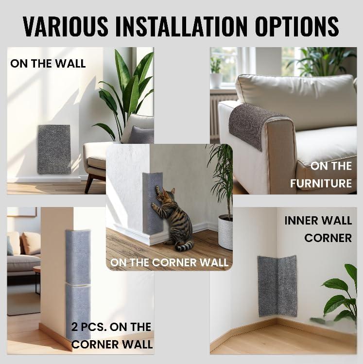 Wall Cat Scratcher &amp; Corner Cat Scratcher &amp; Indoor Scratching Post &amp; Carpet Scratching Pad &amp; Corner Scratchers For Indoor Cats