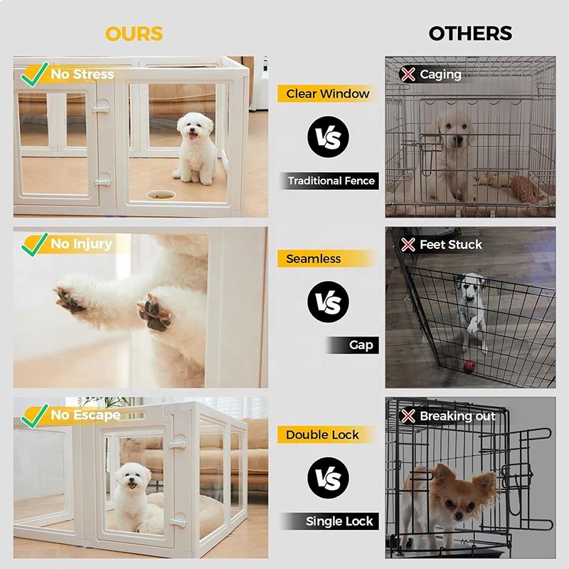 Safe Foldable Acrylic Dog Playpen HDPE Transparent Plastic Pet Fence Easy Assembly Dog Fence For Home Pet Supplies