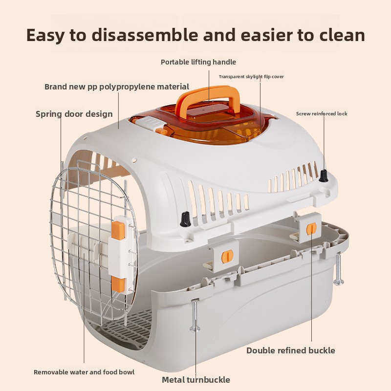 Pet Carrier for Cats &amp; Dogs-Portable Polypropylene 3kg Air Case with Detachable Cleaning Cage for Consignment Transport
