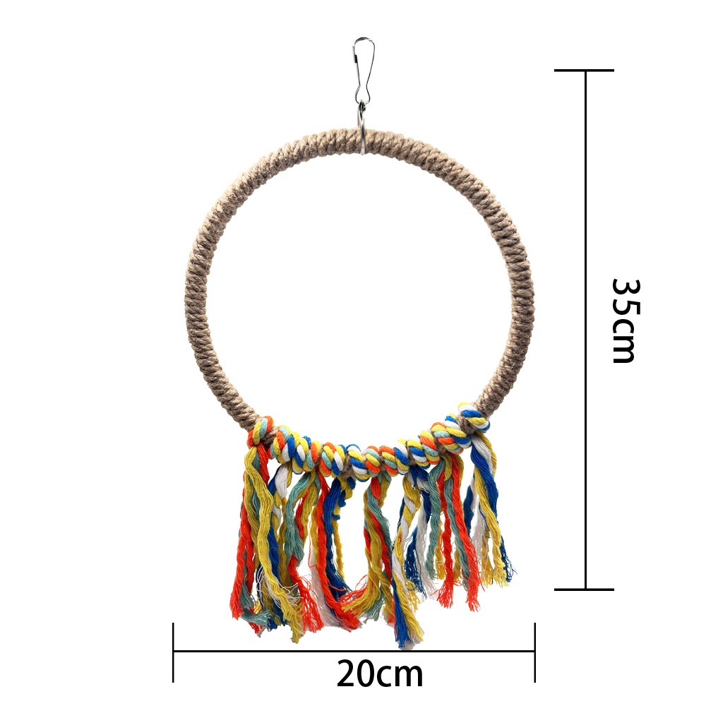 Pet Parrot Bird Swing Frame Hemp Rope Hanging Ring Chewing Bite Toys Parrot Climbing Frame and Cage Decoration