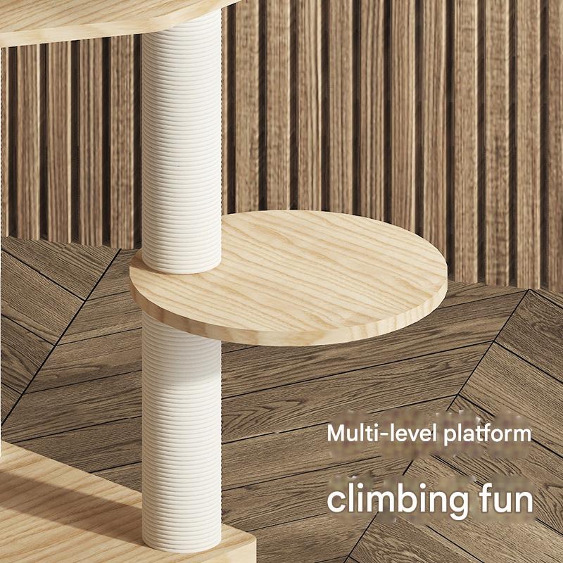 Wholesale Luxury Large Solid Wood Cat Tree With Natural Sisal Sturdy And Durable Cat Climbing Frame For Big Cats
