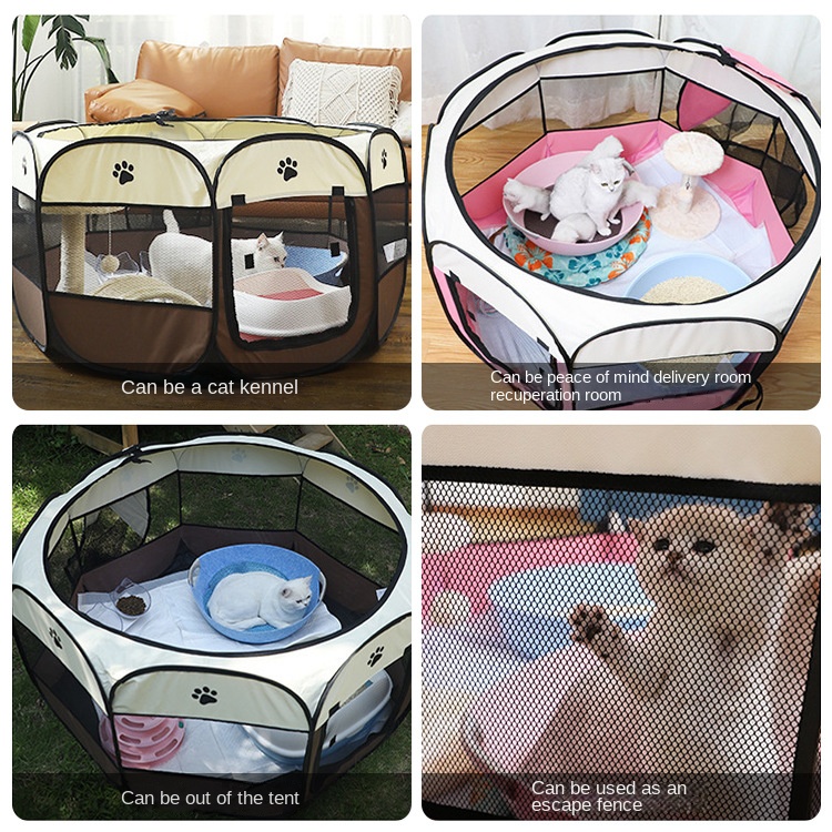 Hot Selling 8 Colors Outdoor Octagonal Pet Tent Pop up Breathable Dog Cat Tent Foldable Playpen Maternity Bed Room Waterproof